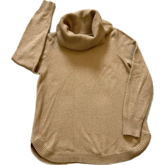 Tahari Women’s Medium Sweater Camel Turtleneck Cowl Neck Soft Cozy Stretchy - Picture 3 of 14